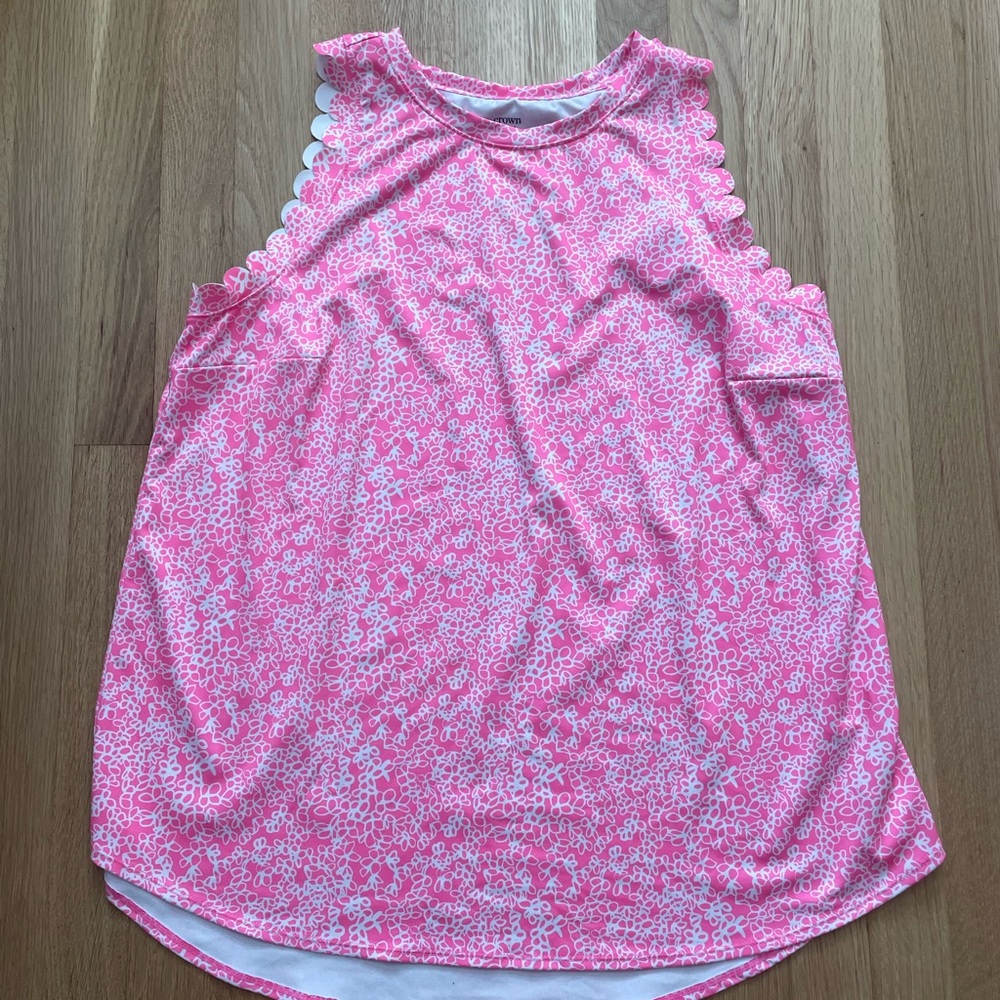 CROW & IVY Pink Scalloped Athletic Tank XL